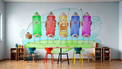 3D Childcare Nursery School Cartoon Pencil Wall Mural Wallpaper JN