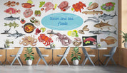 3D Restaurant Snack Bar Diner Fast Food Sea Food Wall Mural Wallpaper 12