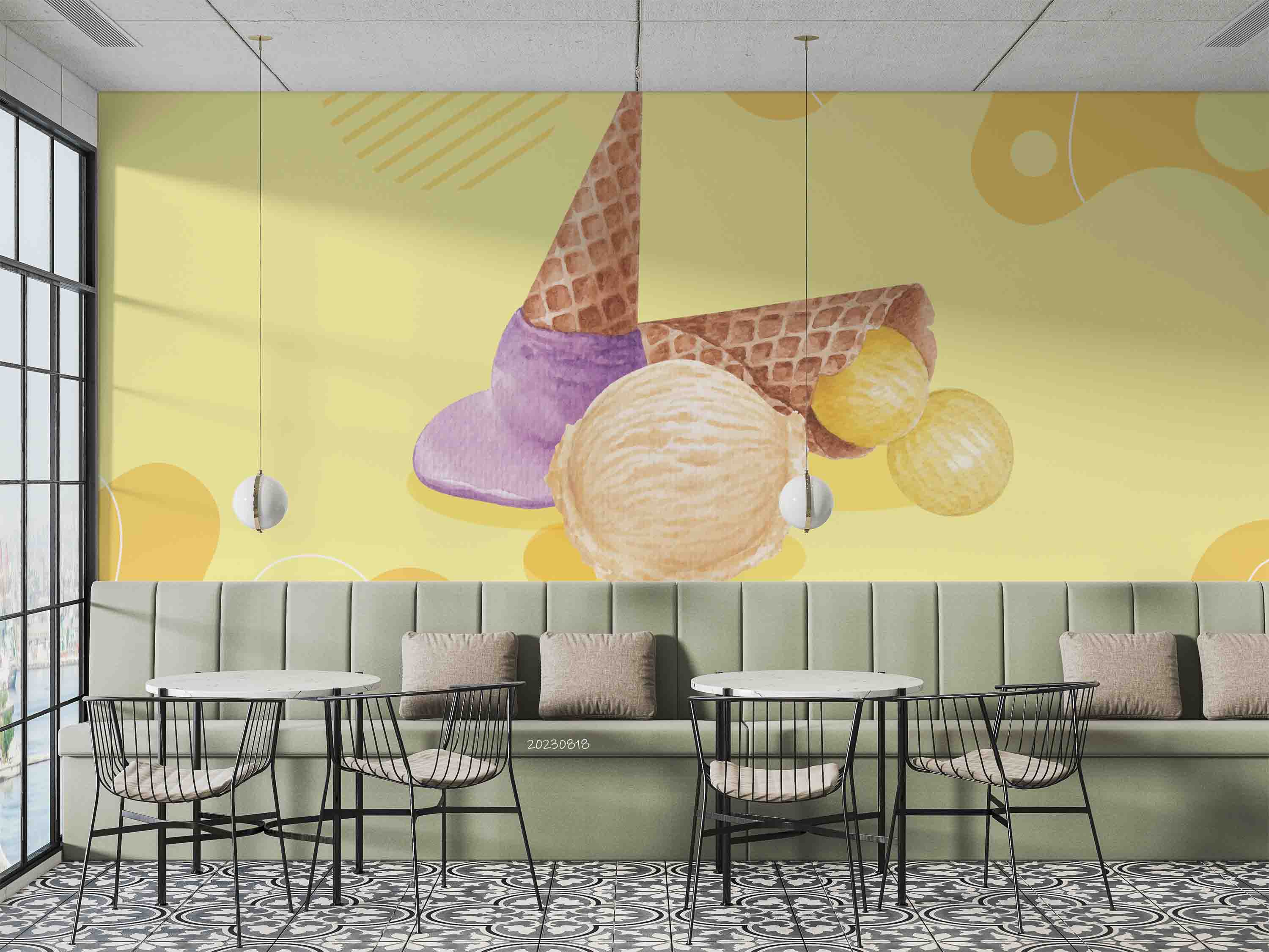 3D Ice Cream Apricot Wall Mural Wallpaper YXL 2330