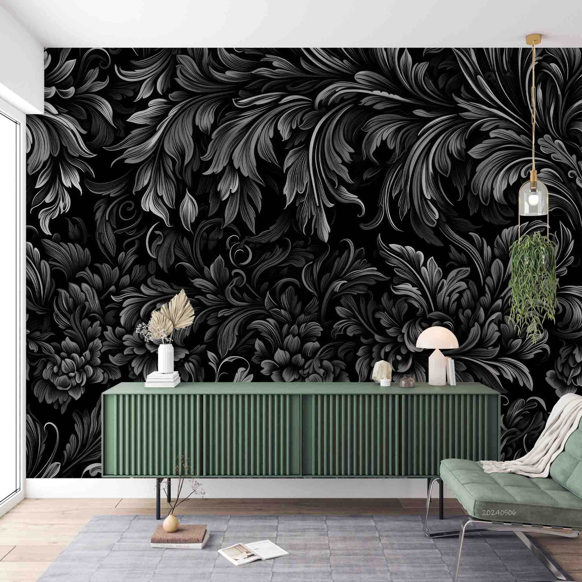 3D Artistic Black Leaf Background Wallpaper Wall Mural Wall Decor Wall Art Wall Sticker Remoable Wallpaper
