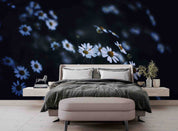 3D Blue Floral Bouquet Dark Background Wallpaper Wall Mural Wall Decor Wall Art Wall Sticker Remoable Wallpaper
