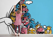 Abstract Graffiti Funny Monster Wallpaper urban graffiti wall mural for teen room, studio or feature wall - view 4