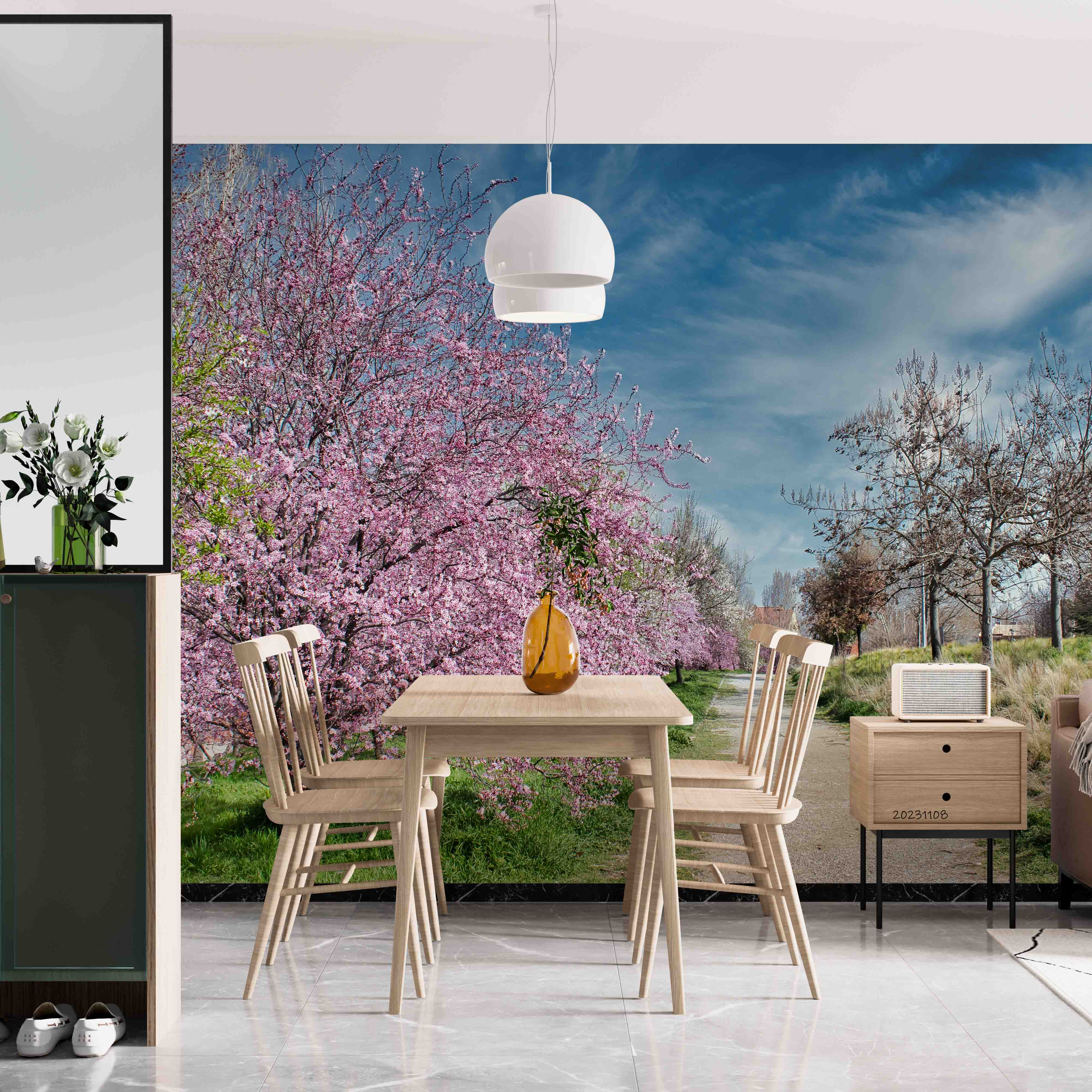 3D Tree Oriental Grassland Bluesky Cloud Wall Mural Wallpaper YXL 3037