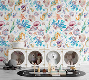 3D Animal Conch Starfish Sea Snail Sea Horse Wall Mural Wallpaper YXL 45