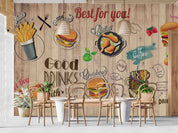 Fast Food Background Food Wallpaper food shop street art wall mural for cafe or restaurant - view 4