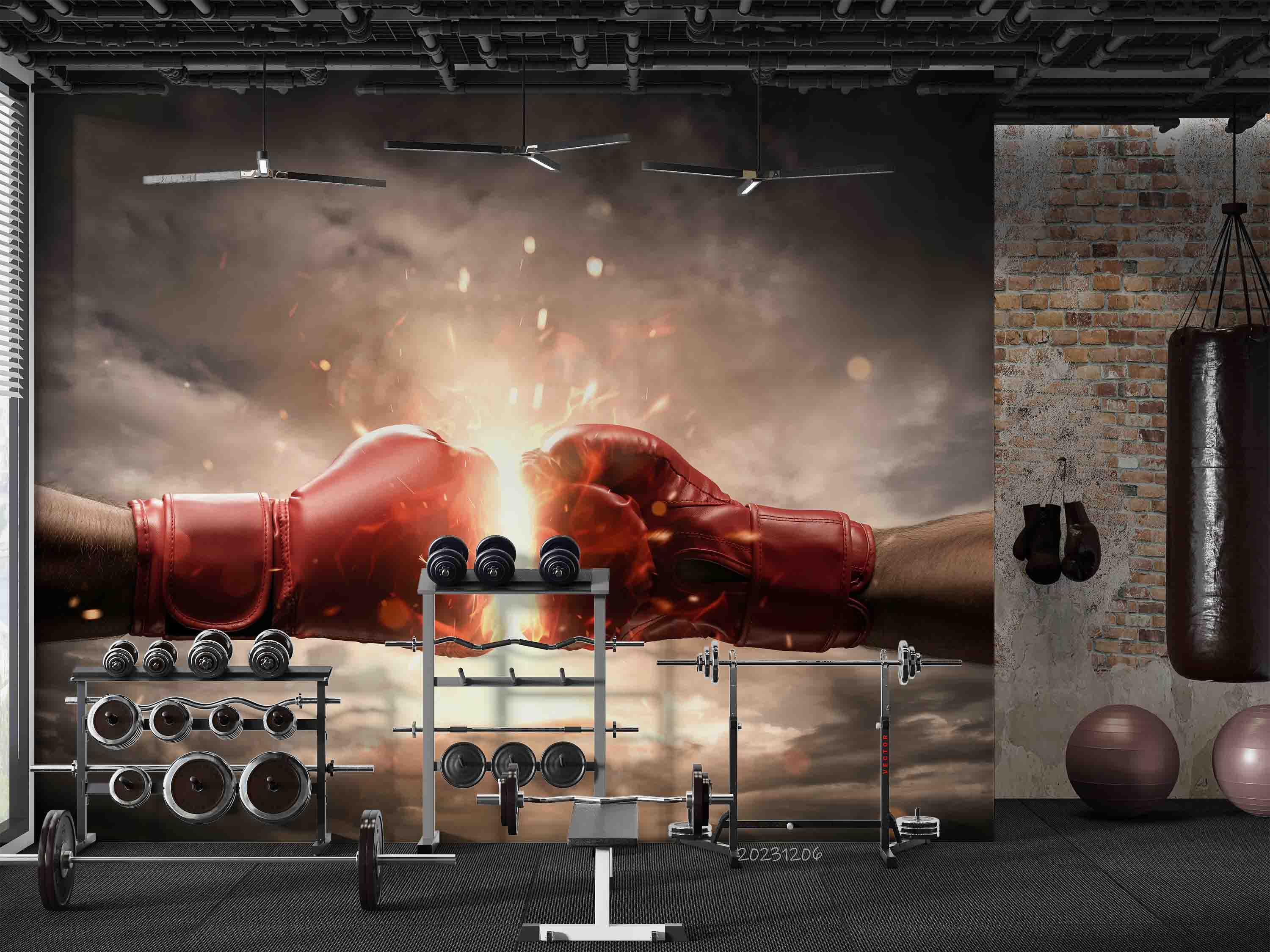 3D Arm Boxing Glove Ignis Fist Bump Wall Mural Wallpaper YXL 110