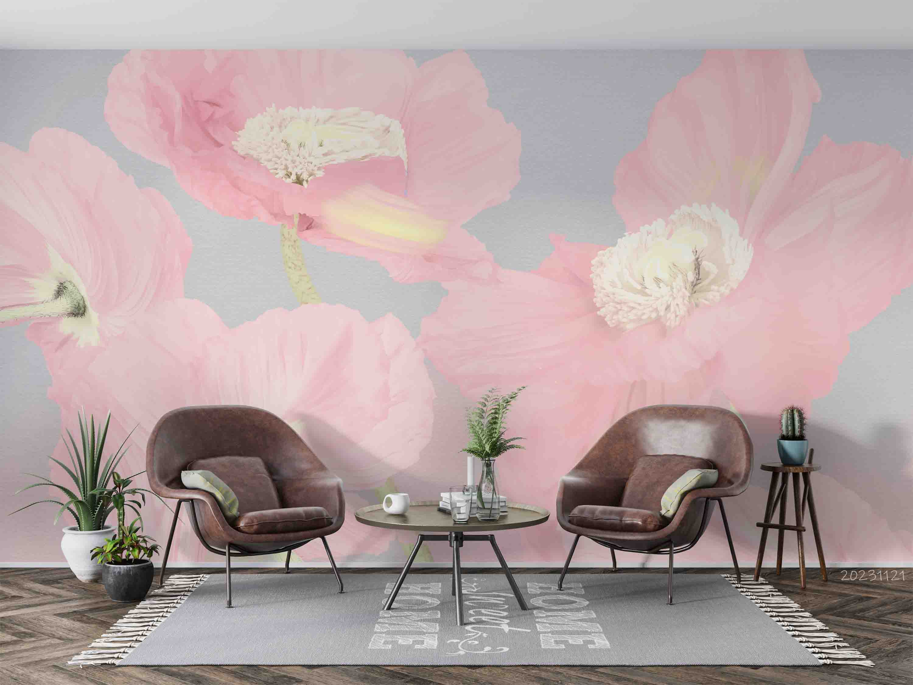 3D Floral Leaf Phalaenopsis Blue Wall Mural Wallpaper YXL 3126
