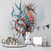3D Animal Sea Horse Rudder Coral Dot Wall Mural Wallpaper YXL 38