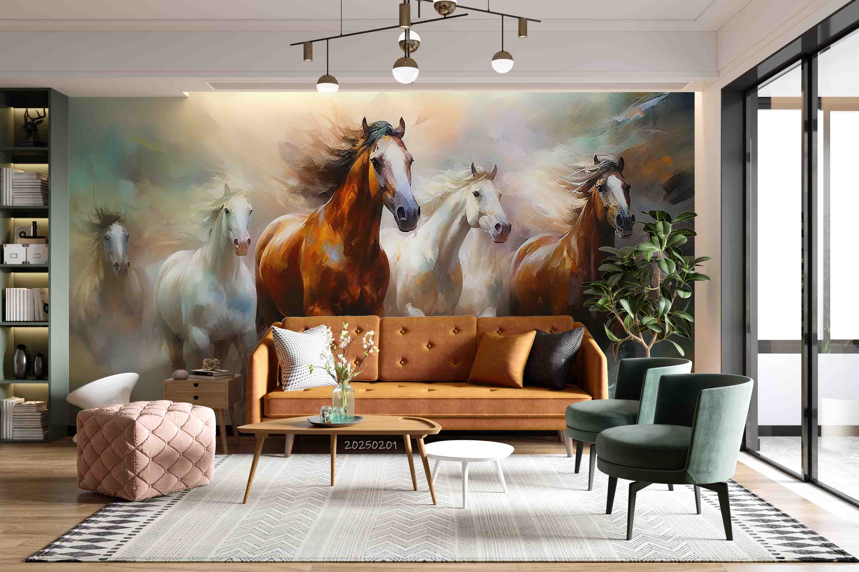 3D Horse Running Oil Painting Wallpaper Wall Mural Wall Decor Wall Art Wall Sticker Remoable Wallpaper LQH 21