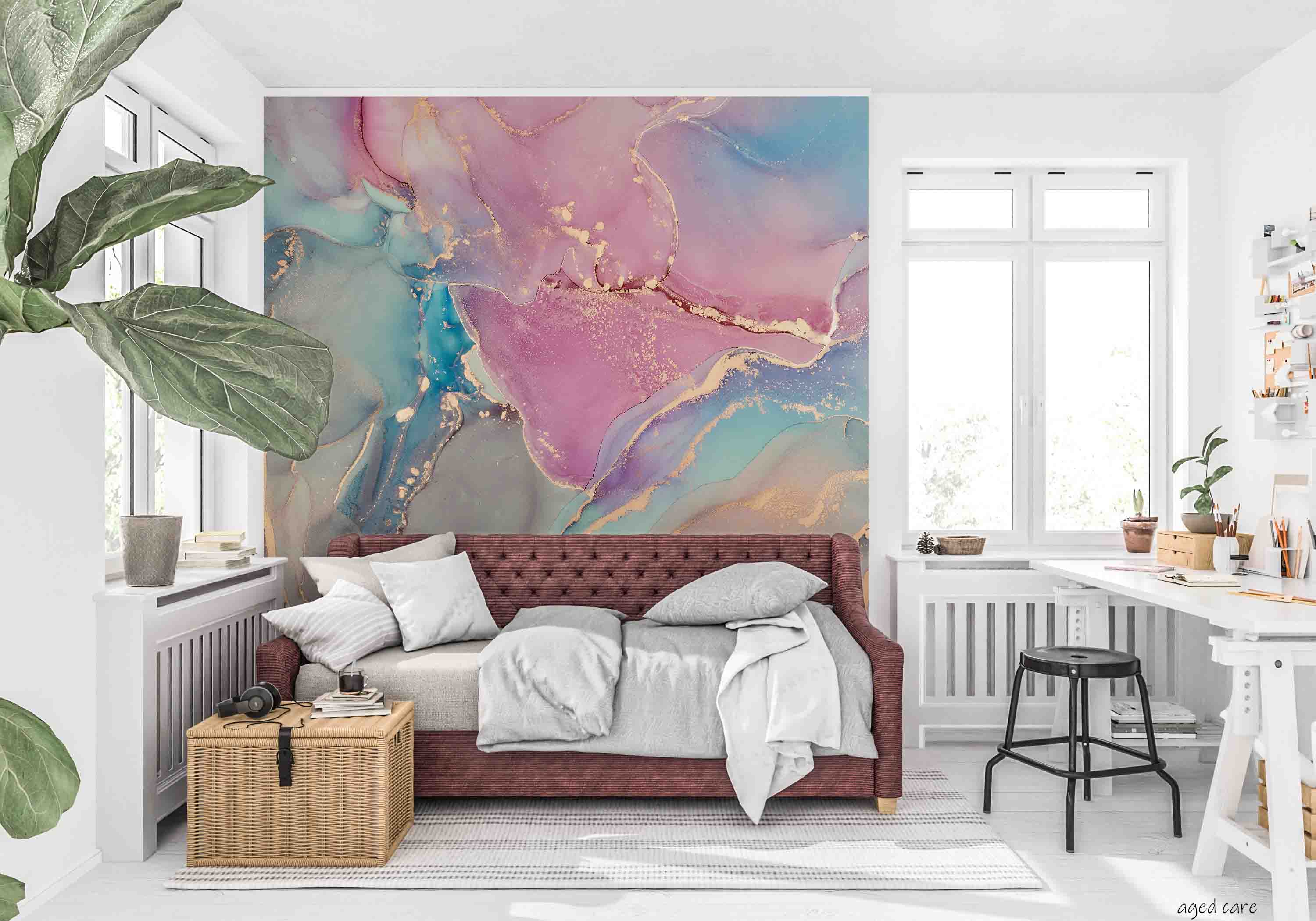 3D Aged Care Retirement Home Gerocomium Rest Home Marble Wall Mural Wallpaper 1