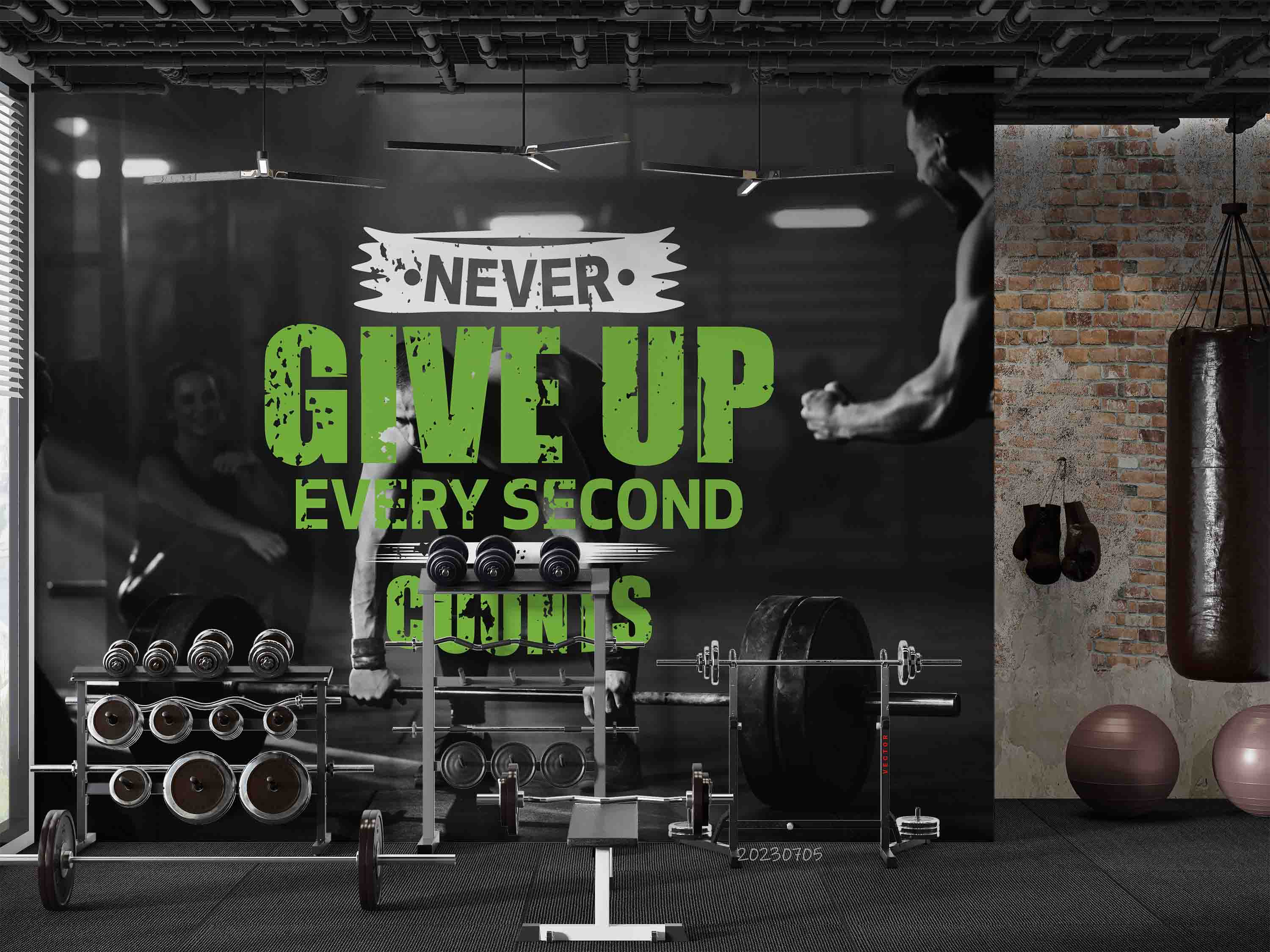 3D Fitness Person Weightlifting Wall Mural Wallpaper YXL 1730