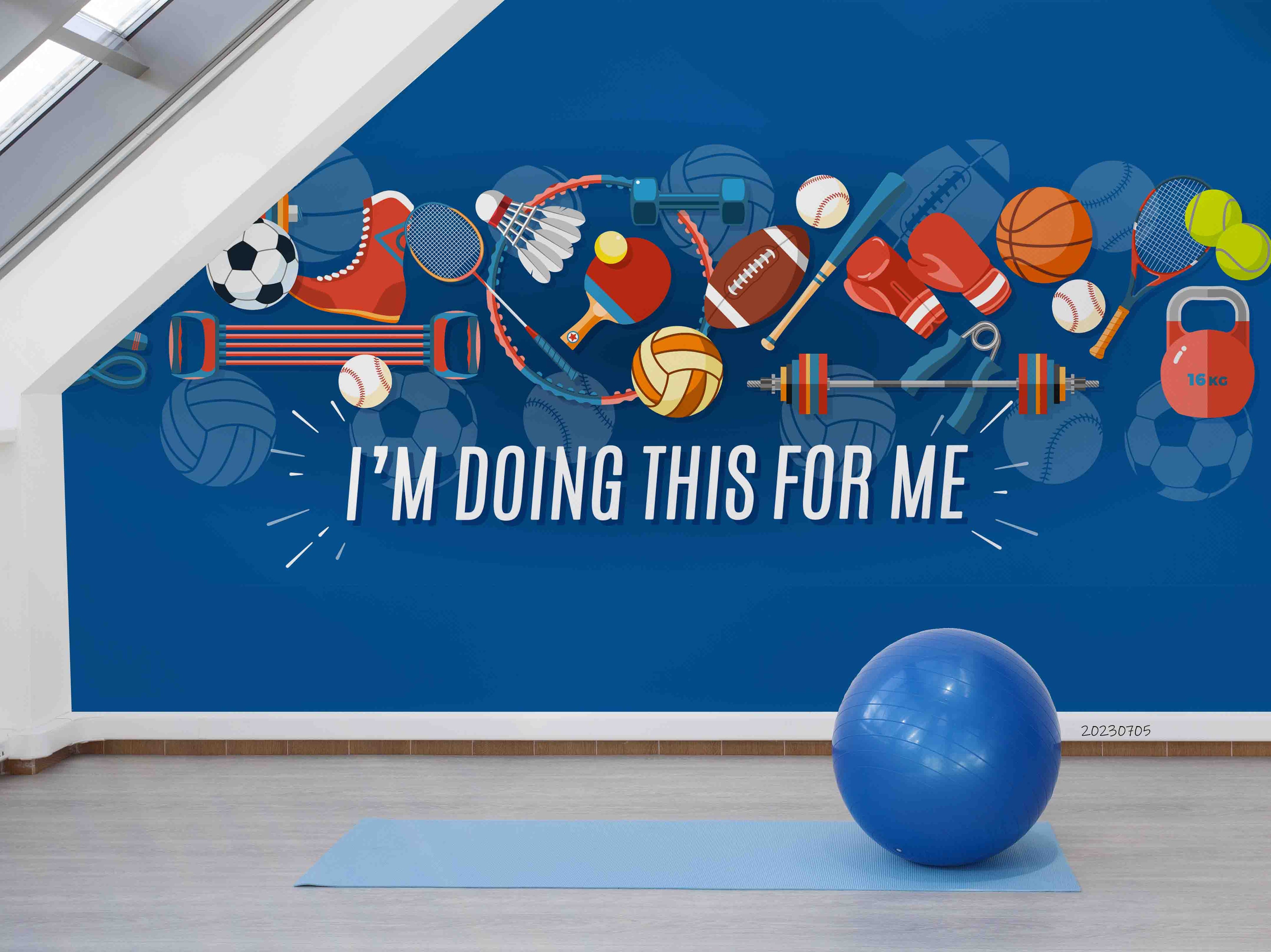 3D Sports Apparatus Ball Blue Wall Mural Wallpaper YXL 1704