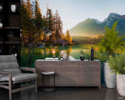 3D Hotel Inn Motel Hostel Resort Manor Scenery Lake Mountains Wall Mural Wallpaper 8