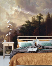3D Sunlit Deer Mountain sunlit mountain deer landscape wall mural wallpaper for bedroom - view 6