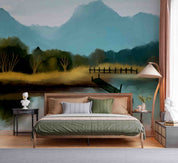 3D Mountains Forest Lake Nature Scenery Wallpaper Wall Mural Wall Decor Wall Art Wall Sticker Remoable Wallpaper LQH 41