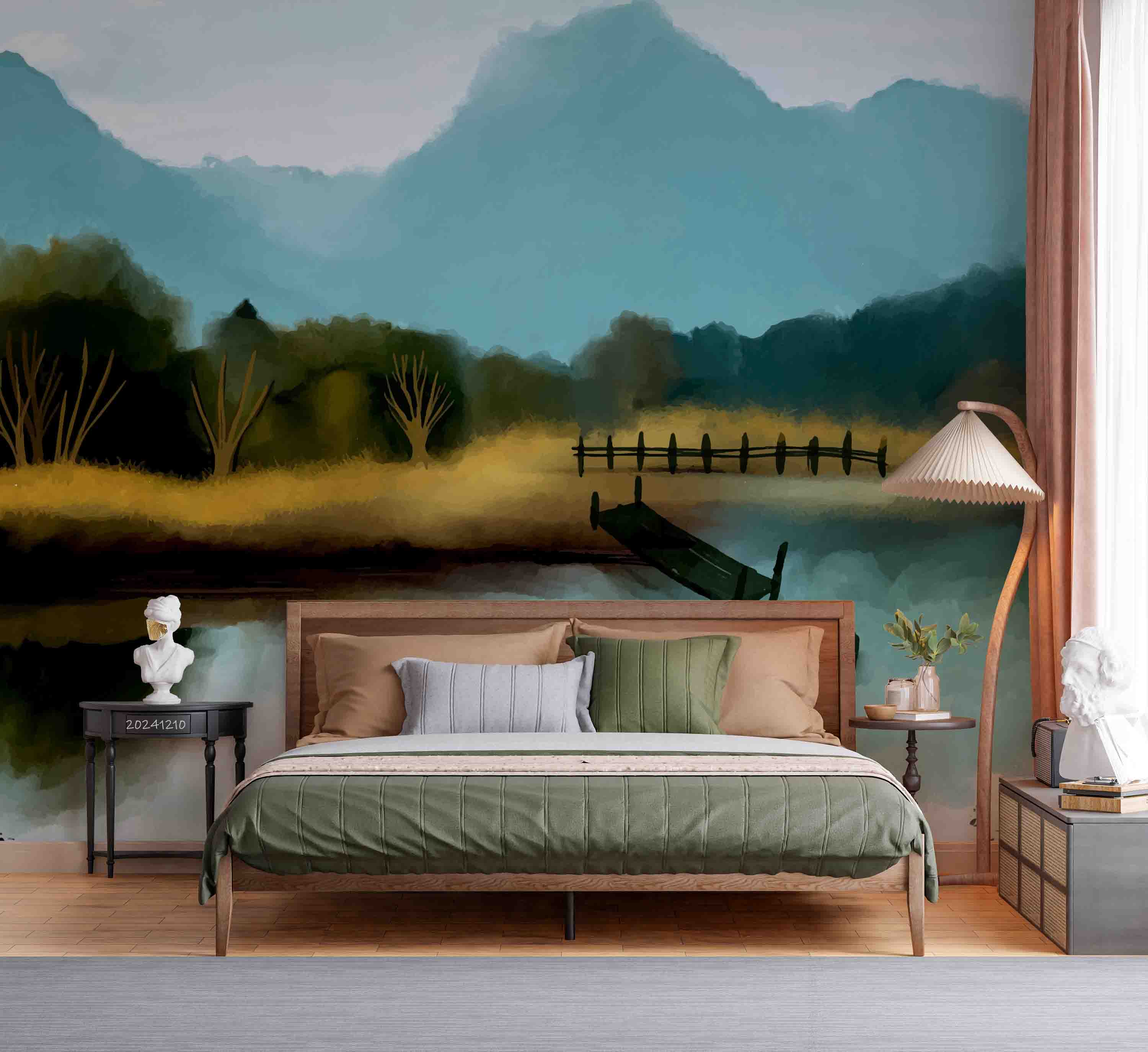 3D Mountains Forest Lake Nature Scenery Wallpaper Wall Mural Wall Decor Wall Art Wall Sticker Remoable Wallpaper LQH 41
