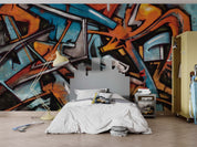 3D Graffiti Line Croci Blue Black Wall Mural Wallpaper YXL 3- Jess Art Decoration