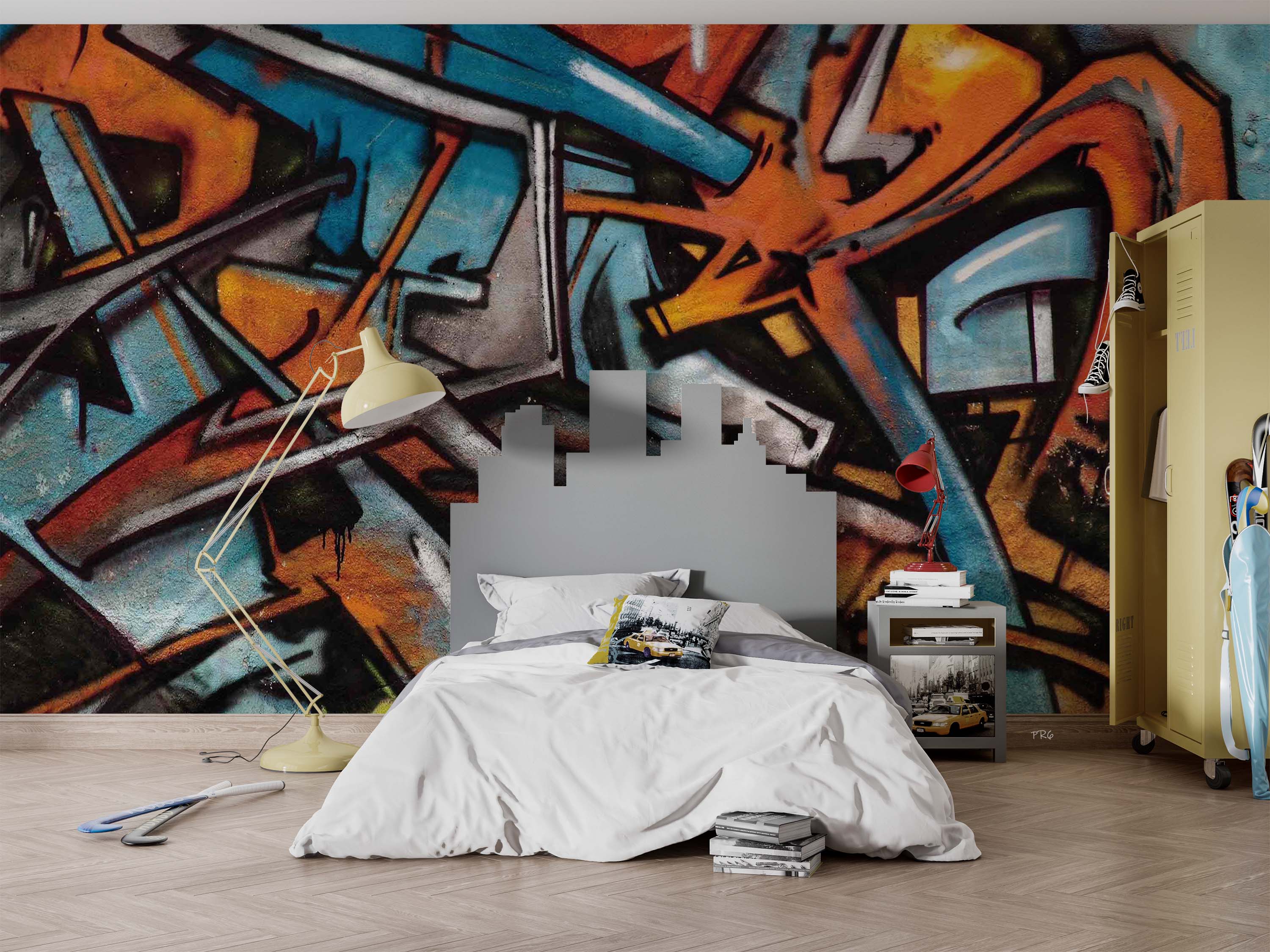 3D Graffiti Line Croci Blue Black Wall Mural Wallpaper YXL 3- Jess Art Decoration