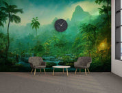 3D Tropical Forest Coconut Trees Mountains River Scenery Wallpaper Wall Mural Wall Decor Wall Art Wall Sticker Remoable Wallpaper LQH 2