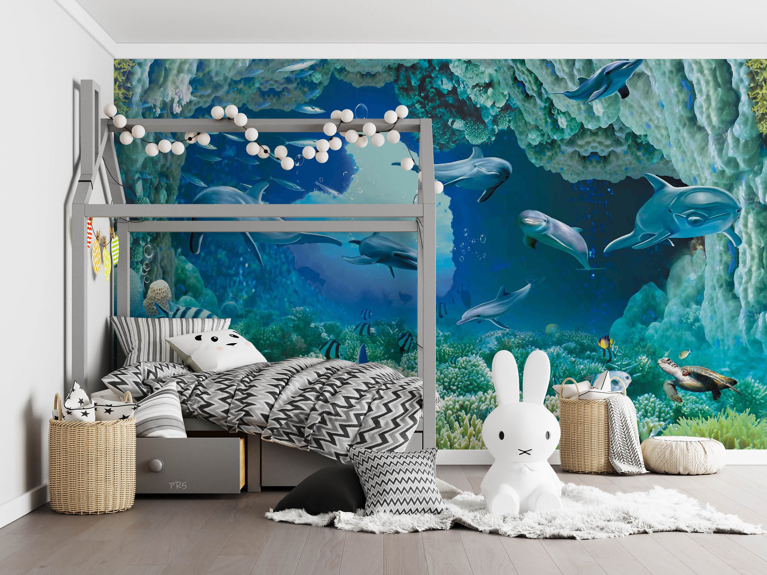 3D Underwater World Whale Fish Coral Sea Turtle Wall Mural Wallpaper YXL 2845