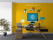3D Office Business  Worldwide E Commerce Concept Wall Mural Wallpaper 1