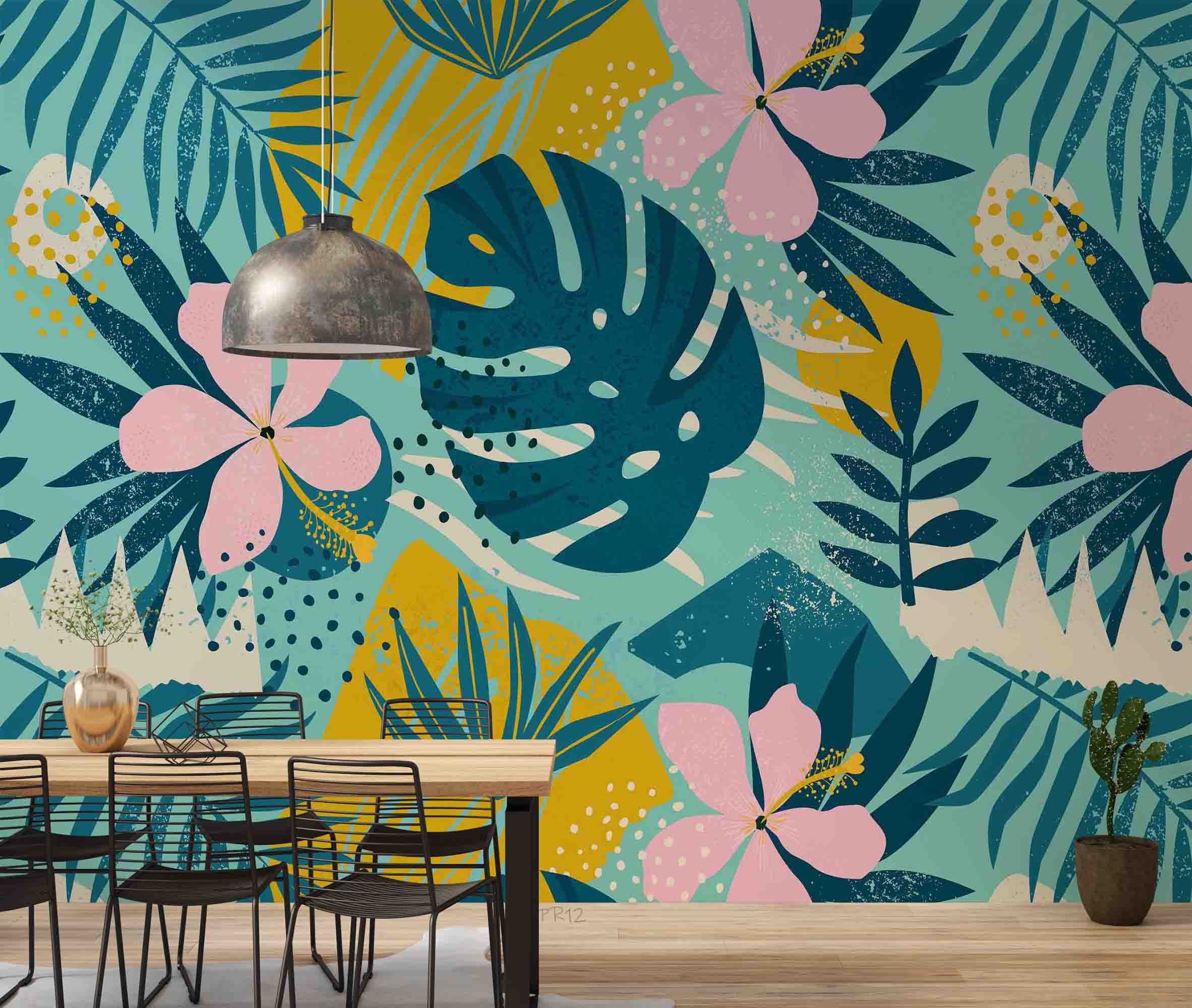 3D Modern Art Tropical Floral Palm Leaf Wall Mural Wallpaper GD 4942- Jess Art Decoration