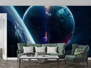 3D Round The Earth Dark Blue Starry Sky Wall Mural Wallpaper YXL 40- Jess Art Decoration