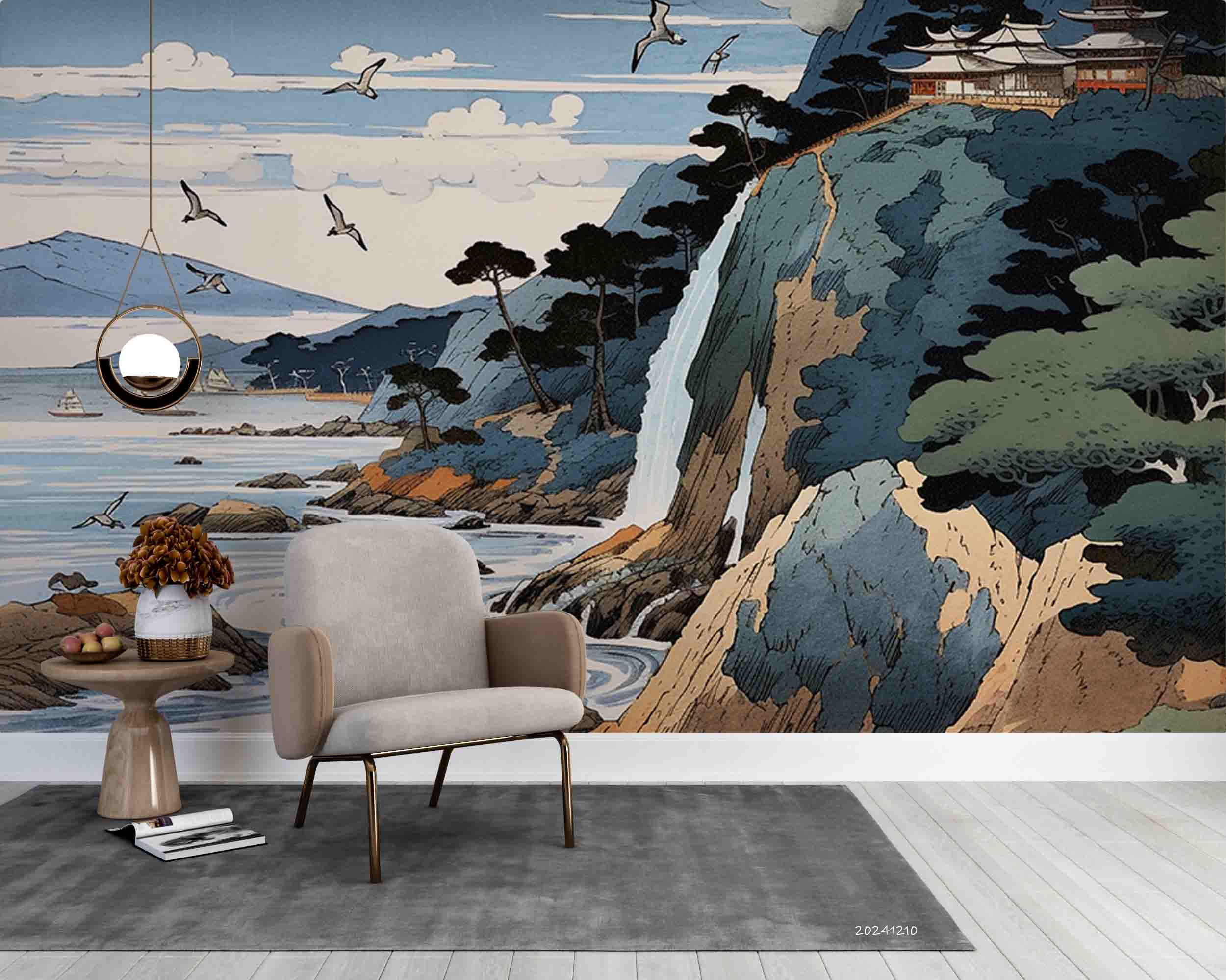 3D Ancient Japanese Landscape Oil Painting Wallpaper Wall Mural Wall Decor Wall Art Wall Sticker Remoable Wallpaper 9