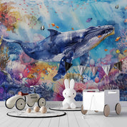 3D Sea Whale Coral Fish Ripple Wall Mural Wallpaper YXL 684