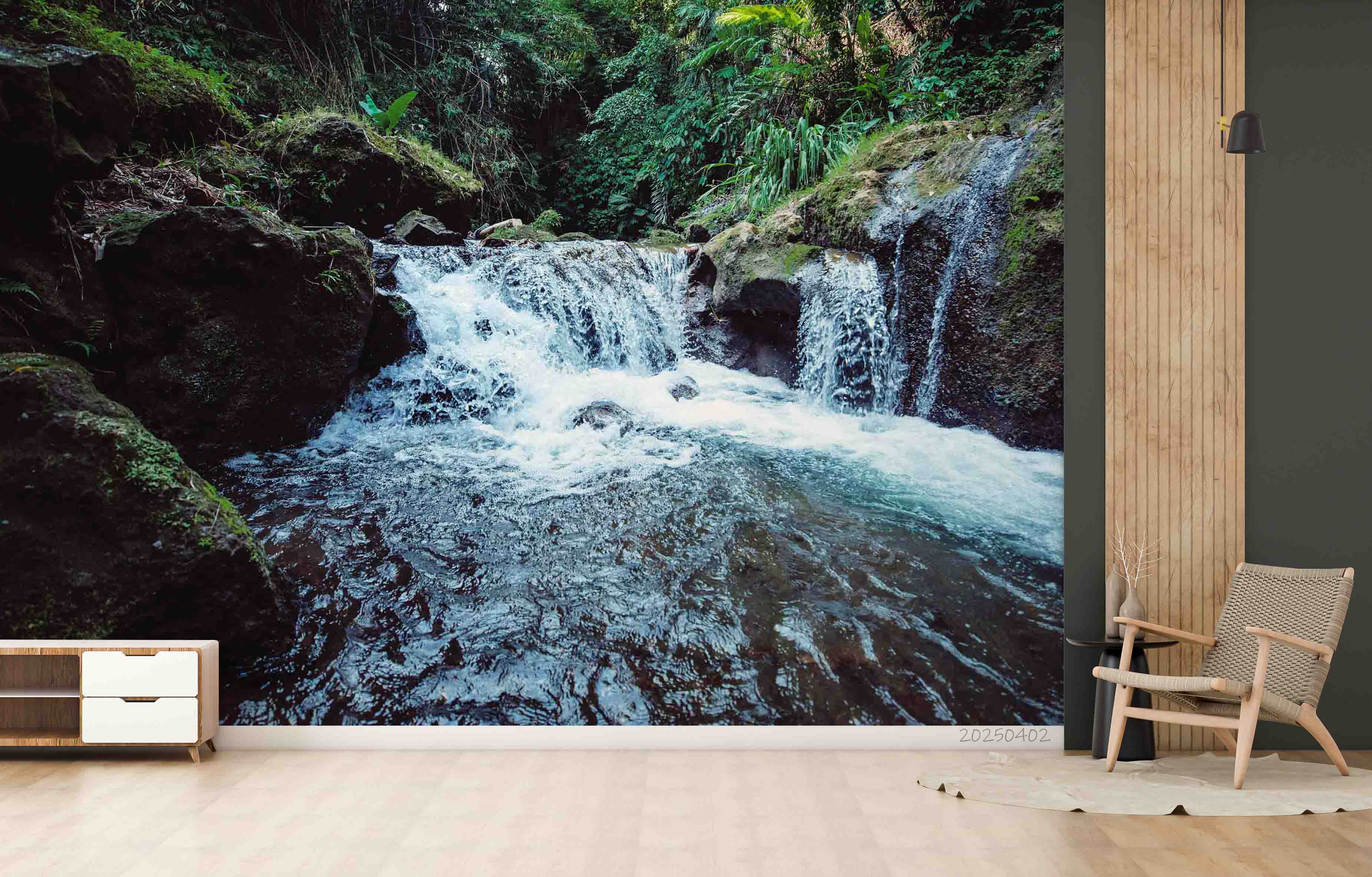 3D Green Mountain Forest Stream Landscape Wallpaper Wall Mural Wall Decor Wall Art Wall Sticker Remoable Wallpaper