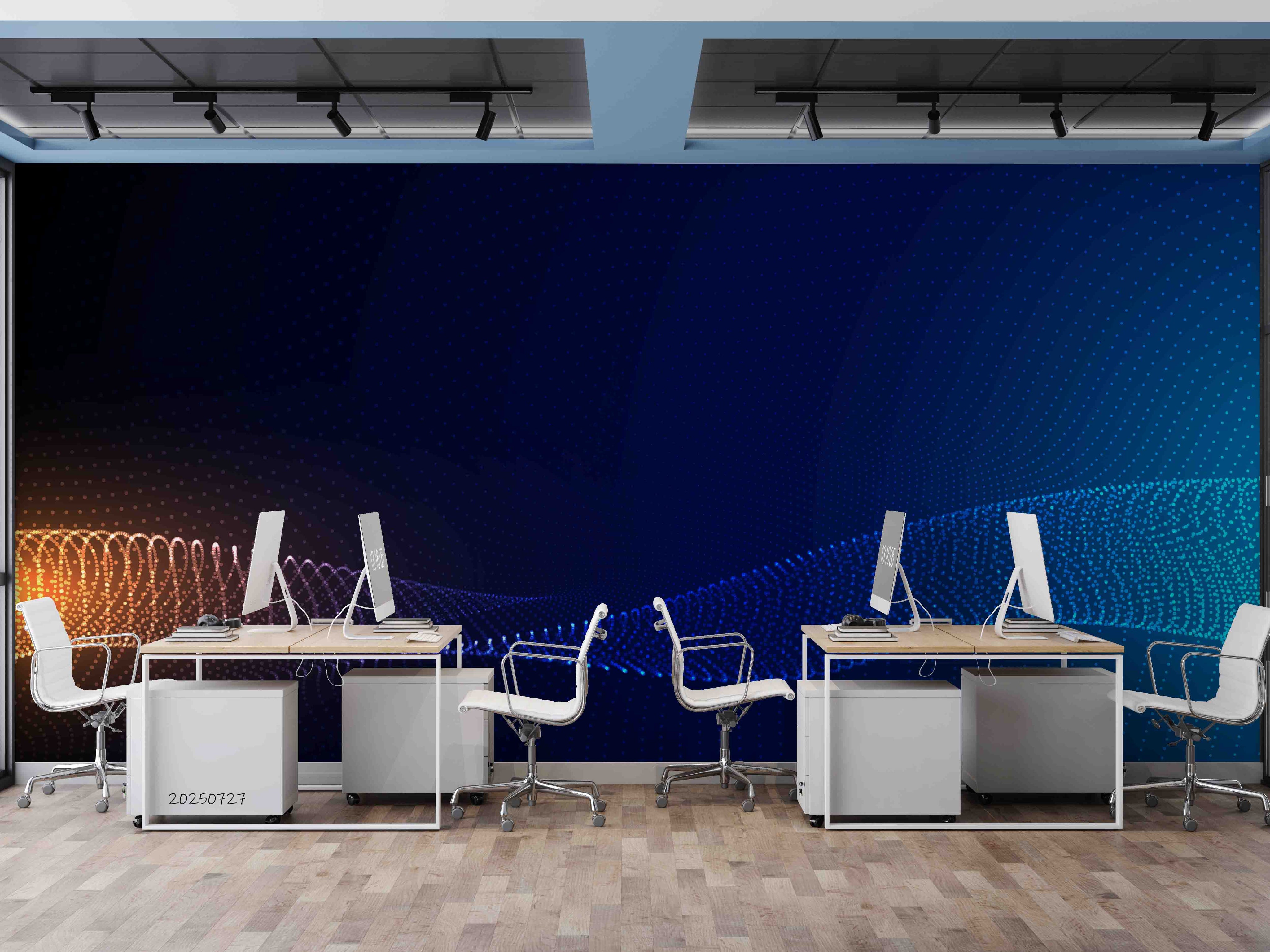 3D Office Business Technology Particle Mesh Wall Mural Wallpaper 4