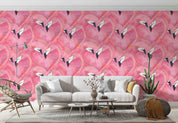 3D Watercolor Pink Flamingo Heart Shape Wall Mural Wallpaper GD 4239- Jess Art Decoration