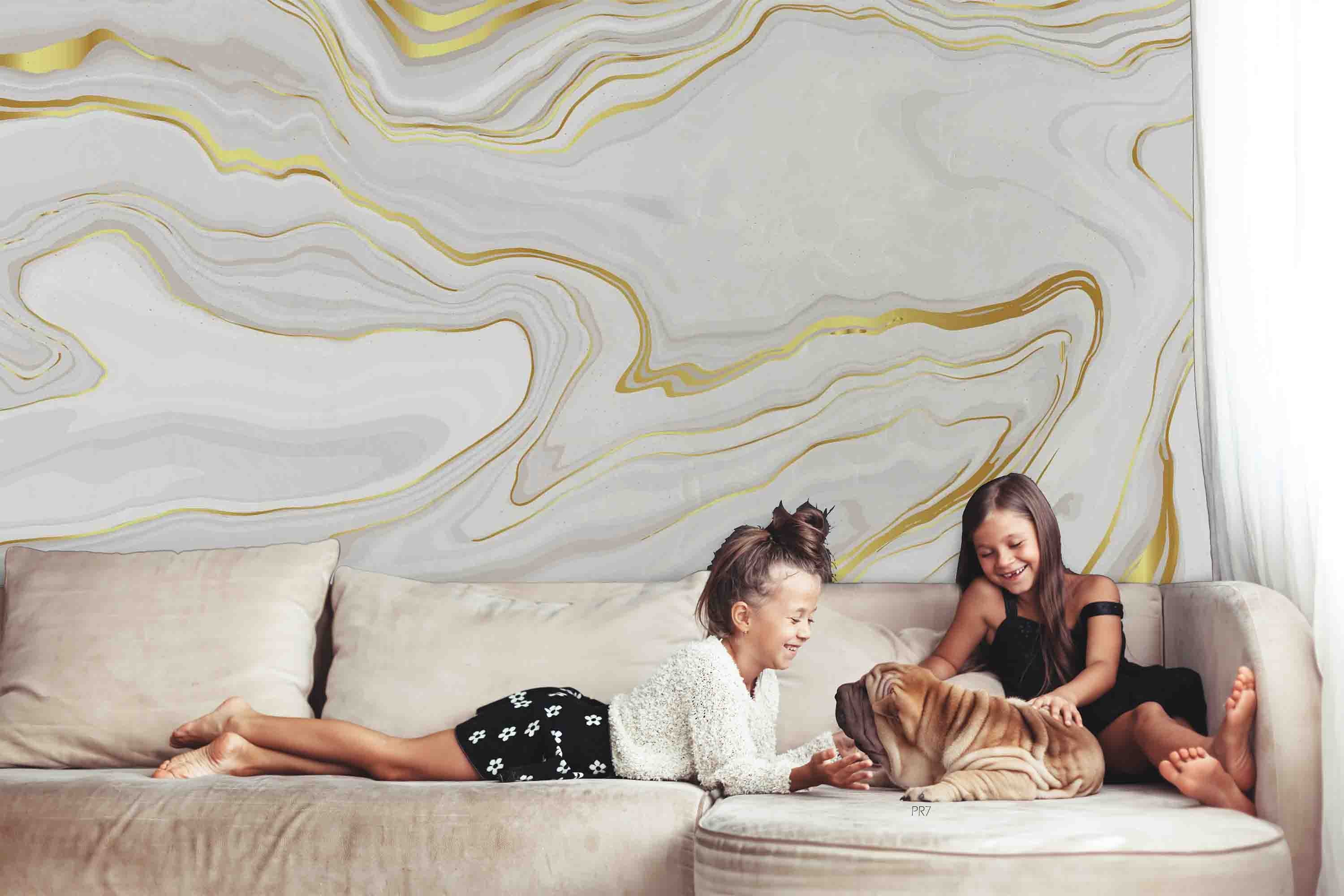 3D Abstract White Gold Marble Texture Wall Mural Wallpaper GD 4416- Jess Art Decoration