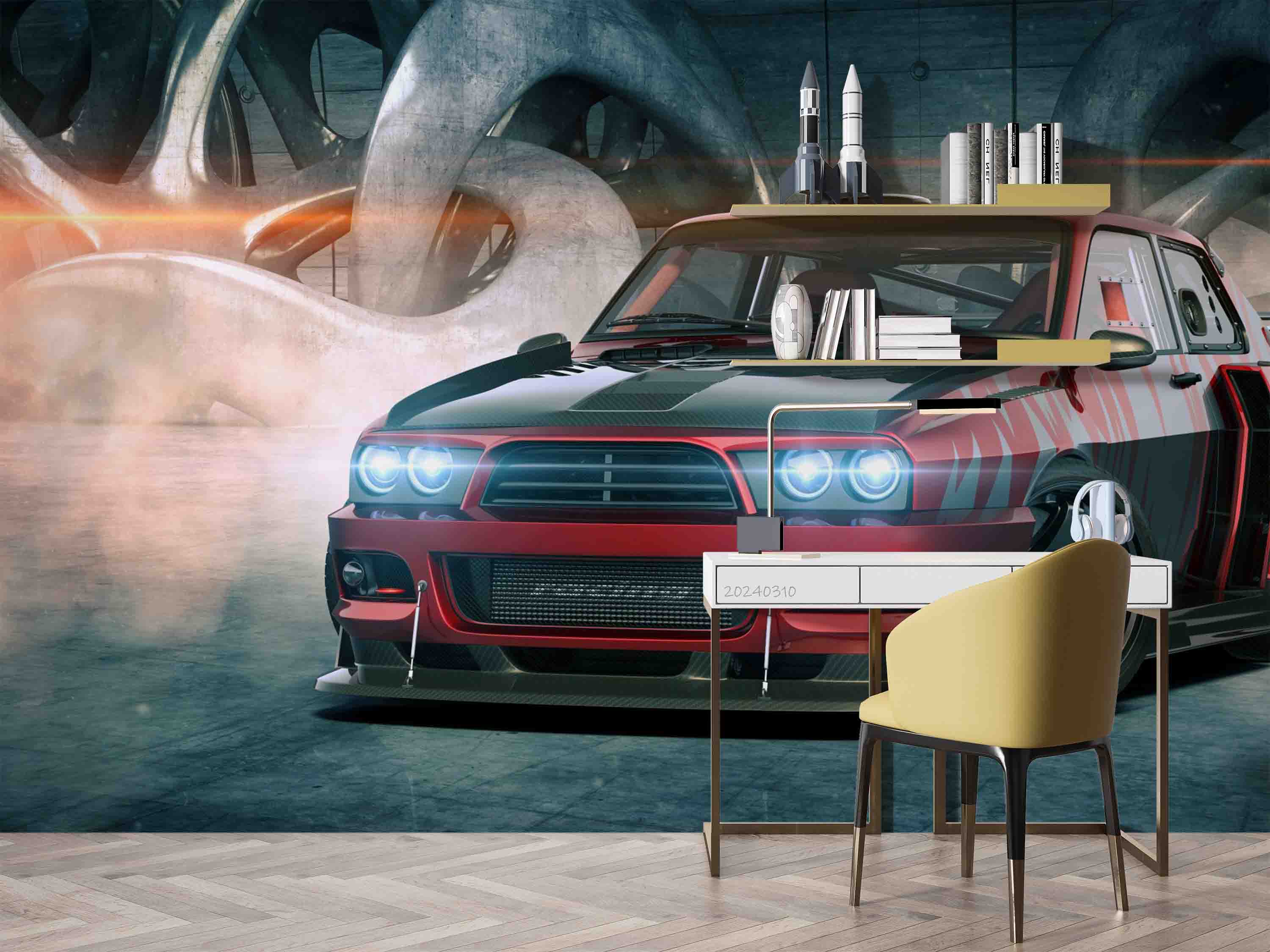 3D Red Sports Car Pattern Wallpaper Wall Mural Wall Decor Wall Art Wall Sticker Remoable Wallpaper