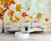 3D Watercolor Autumn Sky Colorful Maple Leaf Wallpaper Wall Mural Wall Decor Wall Art Wall Sticker Remoable Wallpaper LQH 23