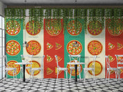 3D Restaurant Snack Bar Diner Fast Food Pizza Wall Mural Wallpaper 63