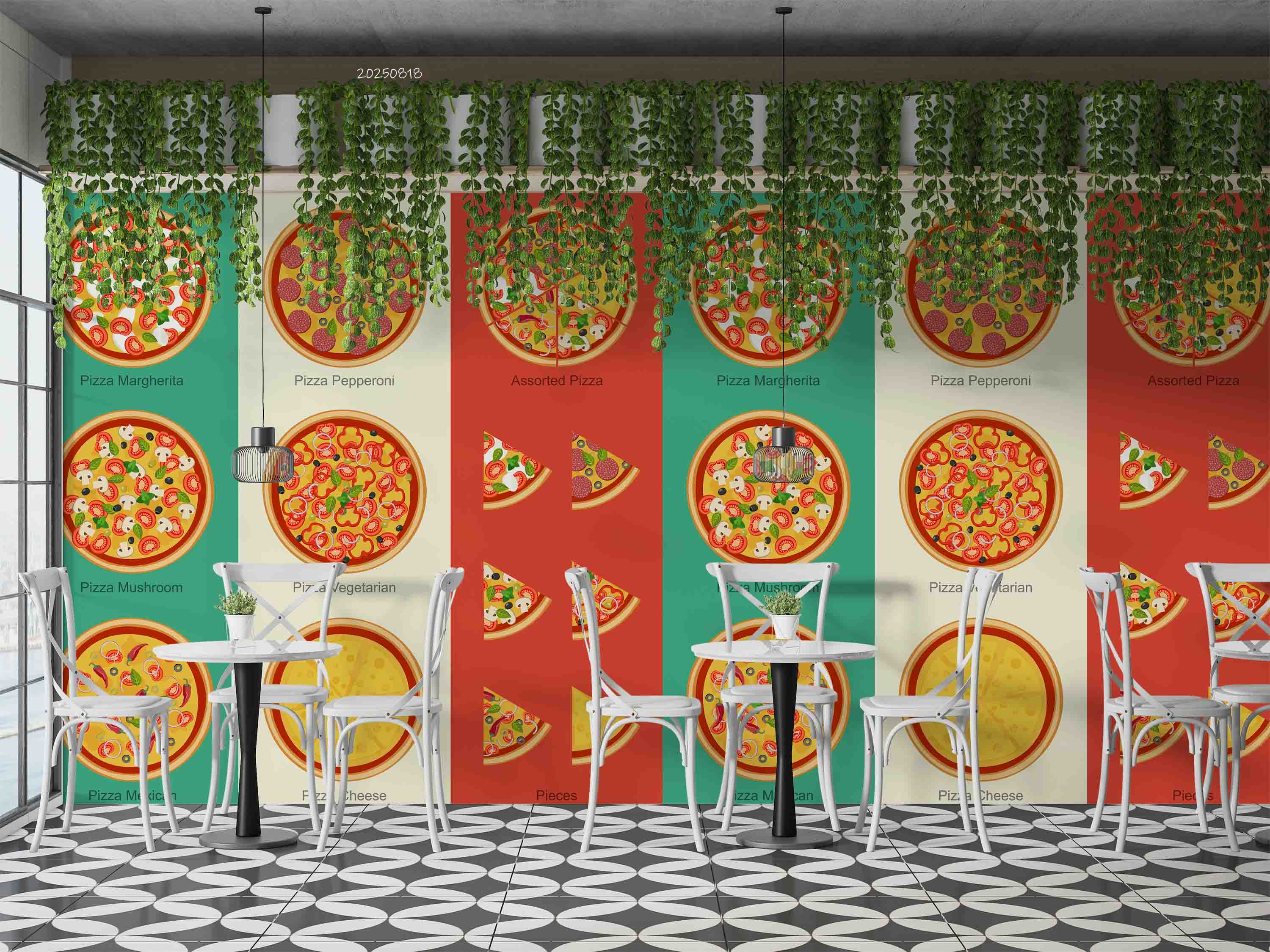 3D Restaurant Snack Bar Diner Fast Food Pizza Wall Mural Wallpaper 63