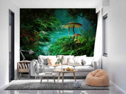 3D Tree River Fish Mushroom Wall Mural Wallpaper YXL 2573