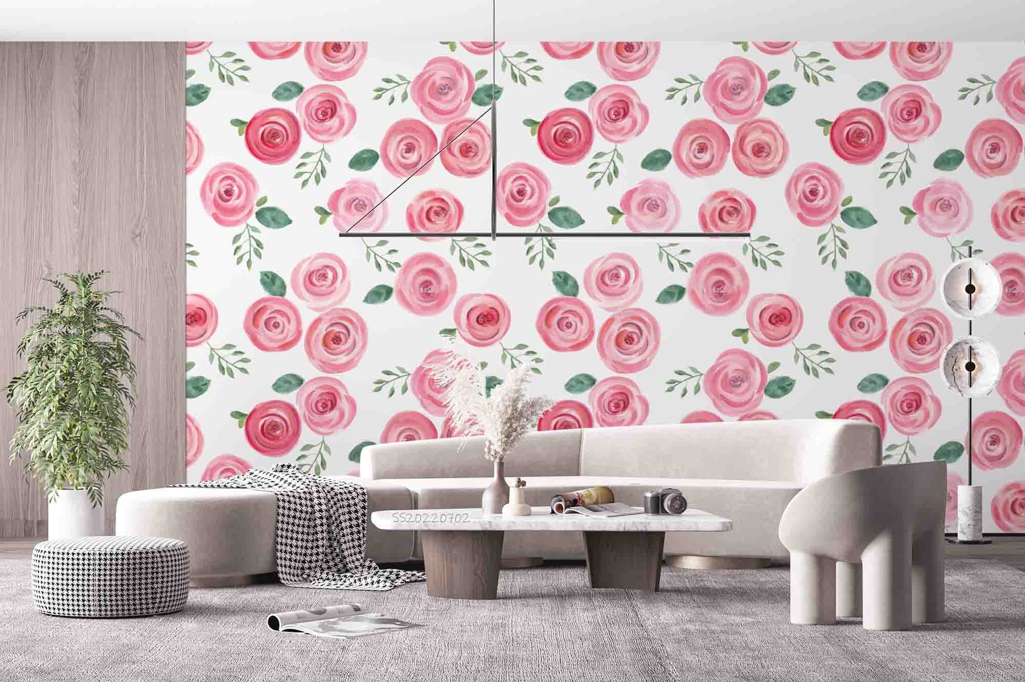 3D Watercolor Rose Leaf Pattern Wall Mural Wallpaper GD 5197- Jess Art Decoration