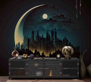 3D Urban Architecture Moon Star River Wall Mural Wallpaper YXL 1859