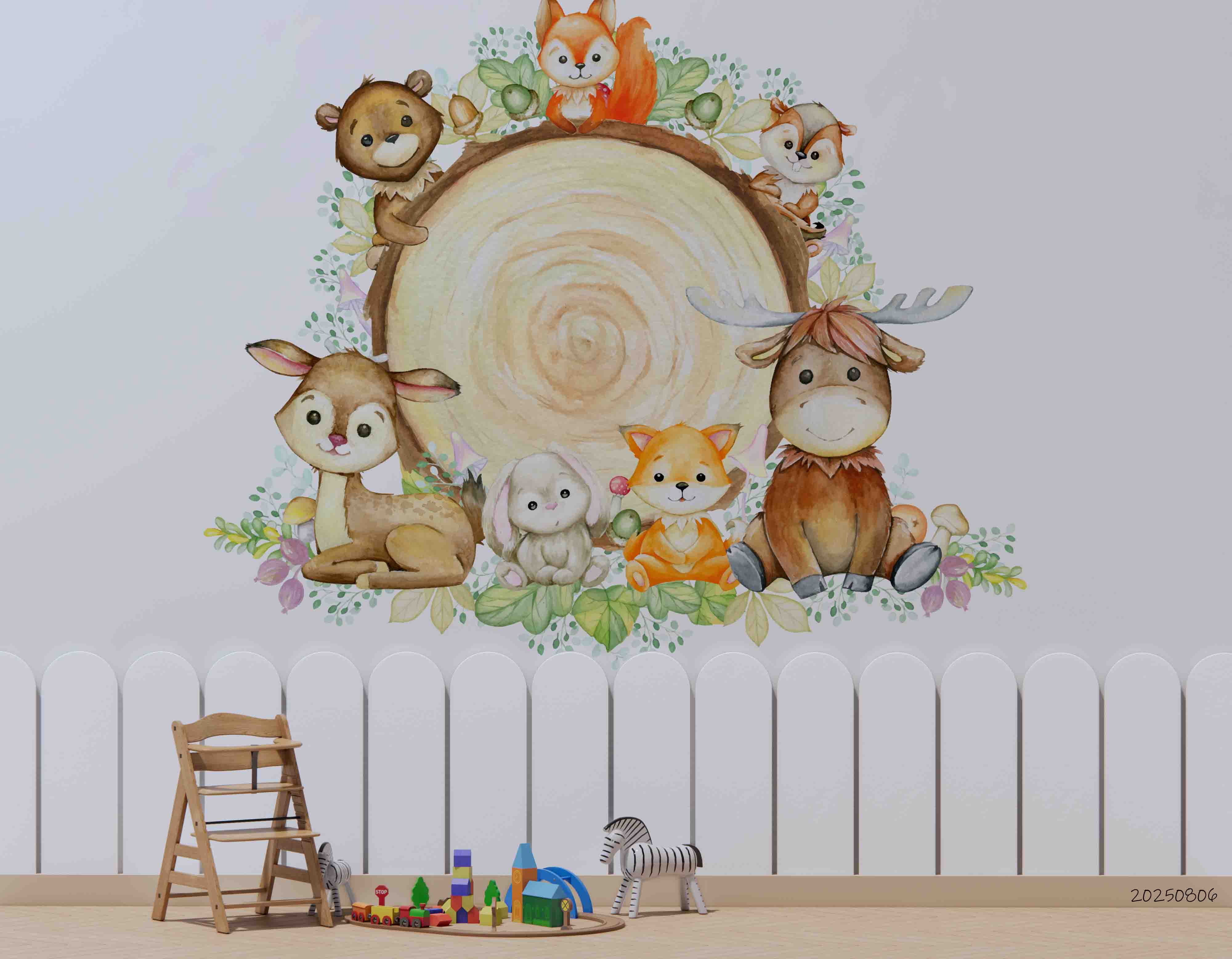 3D Childcare Nursery School Cartoon Kids Animals Wall Mural Wallpaper JN 12