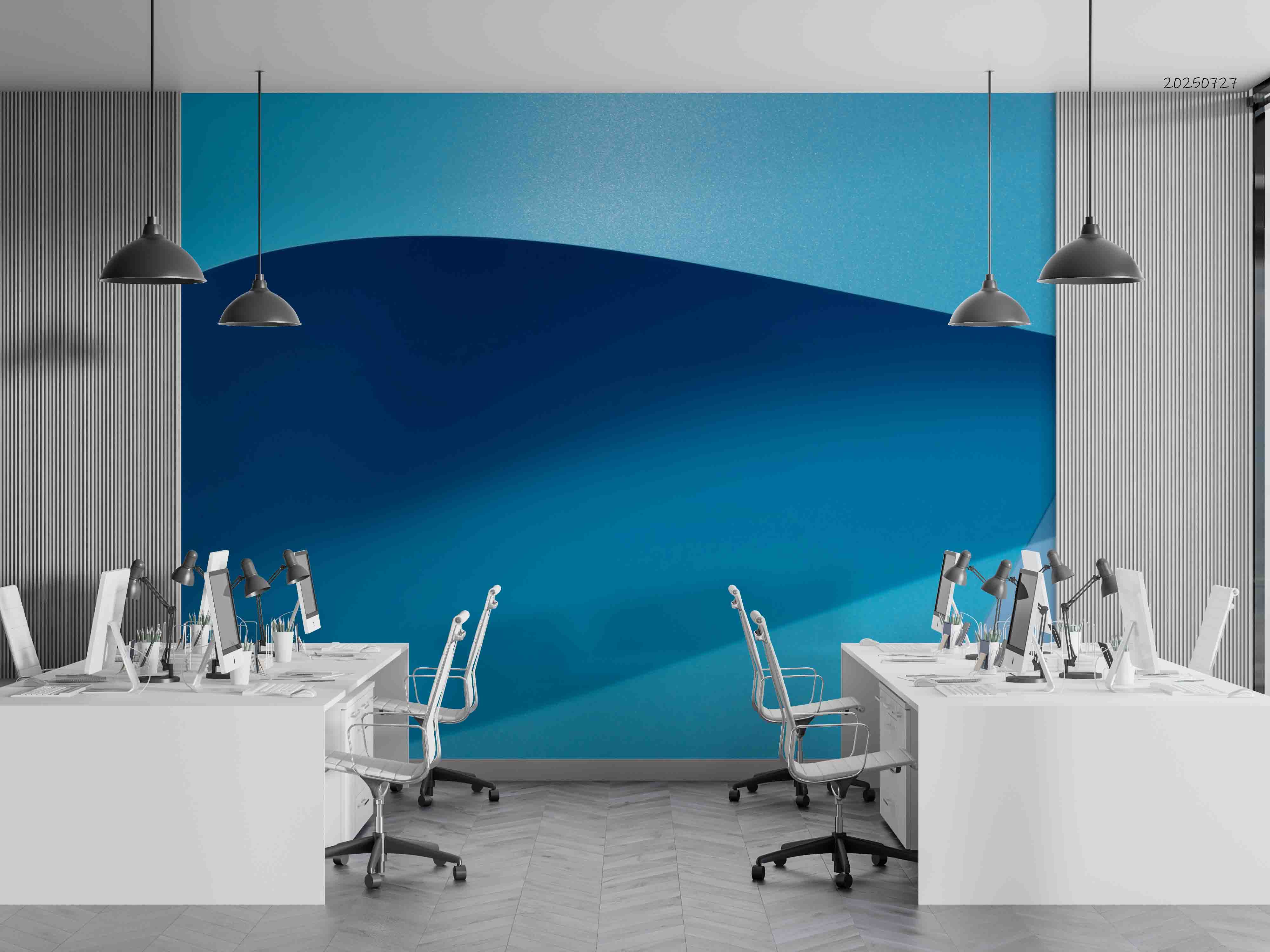3D Office Business Commerce Blue Geometric Modern Wall Mural Wallpaper 27