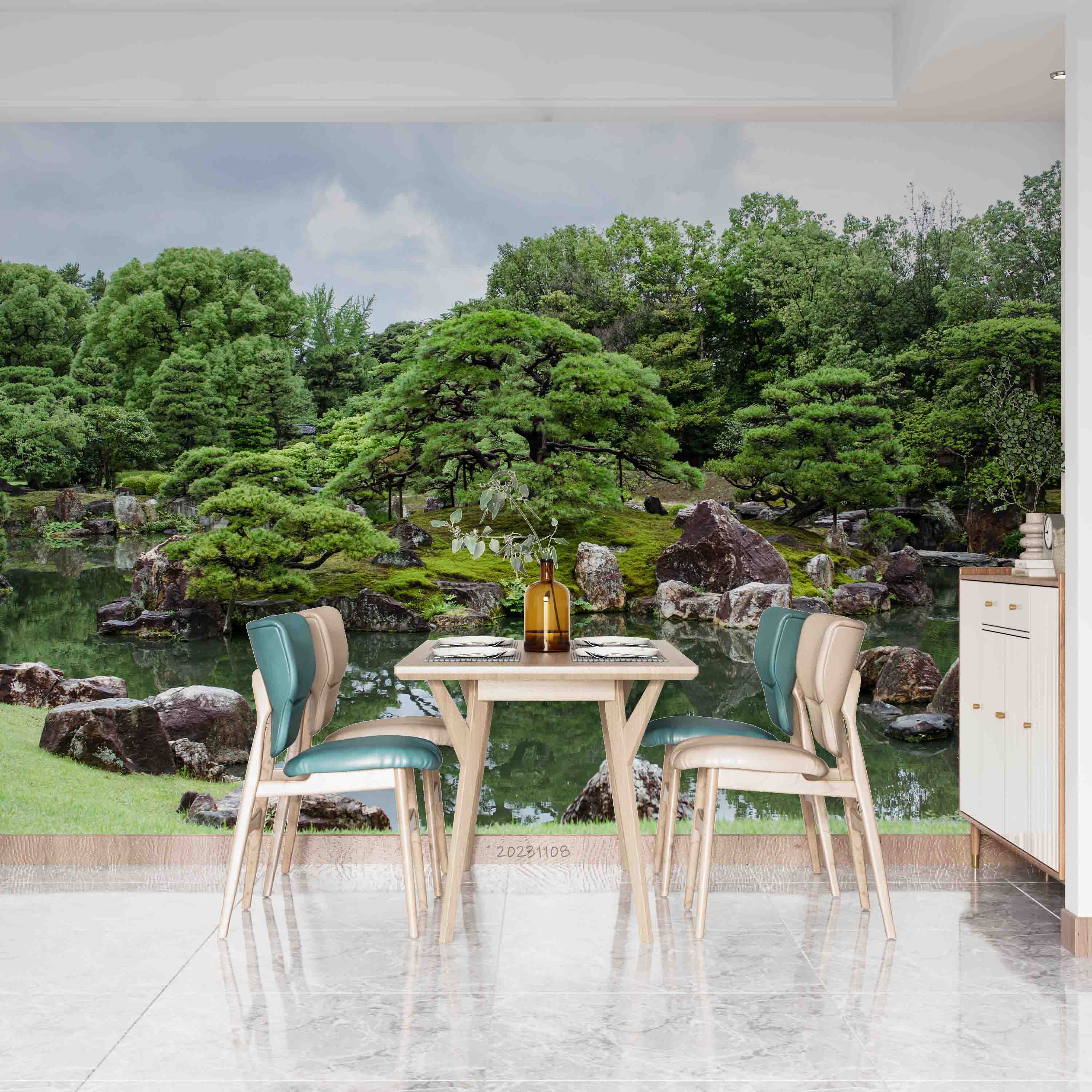 3D Tree Grassland Mountain Sea Stone Wall Mural Wallpaper YXL 3057