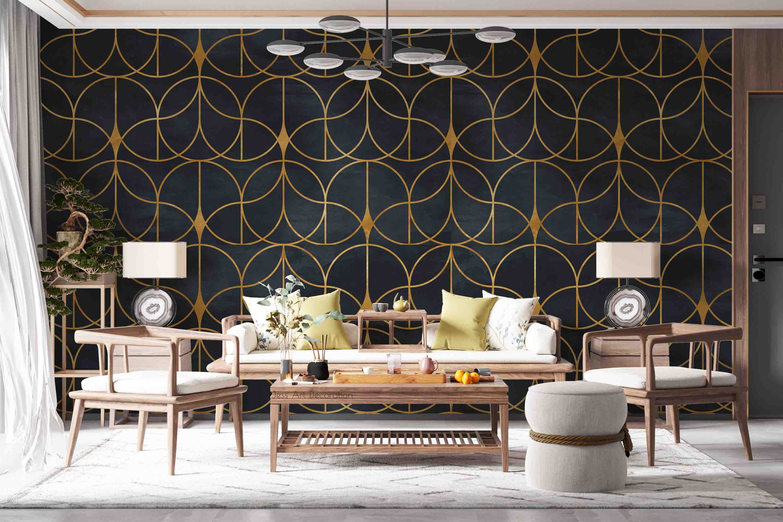 3D Geometric Ellipse Line Triangle Wall Mural Wallpaper YXL 2798