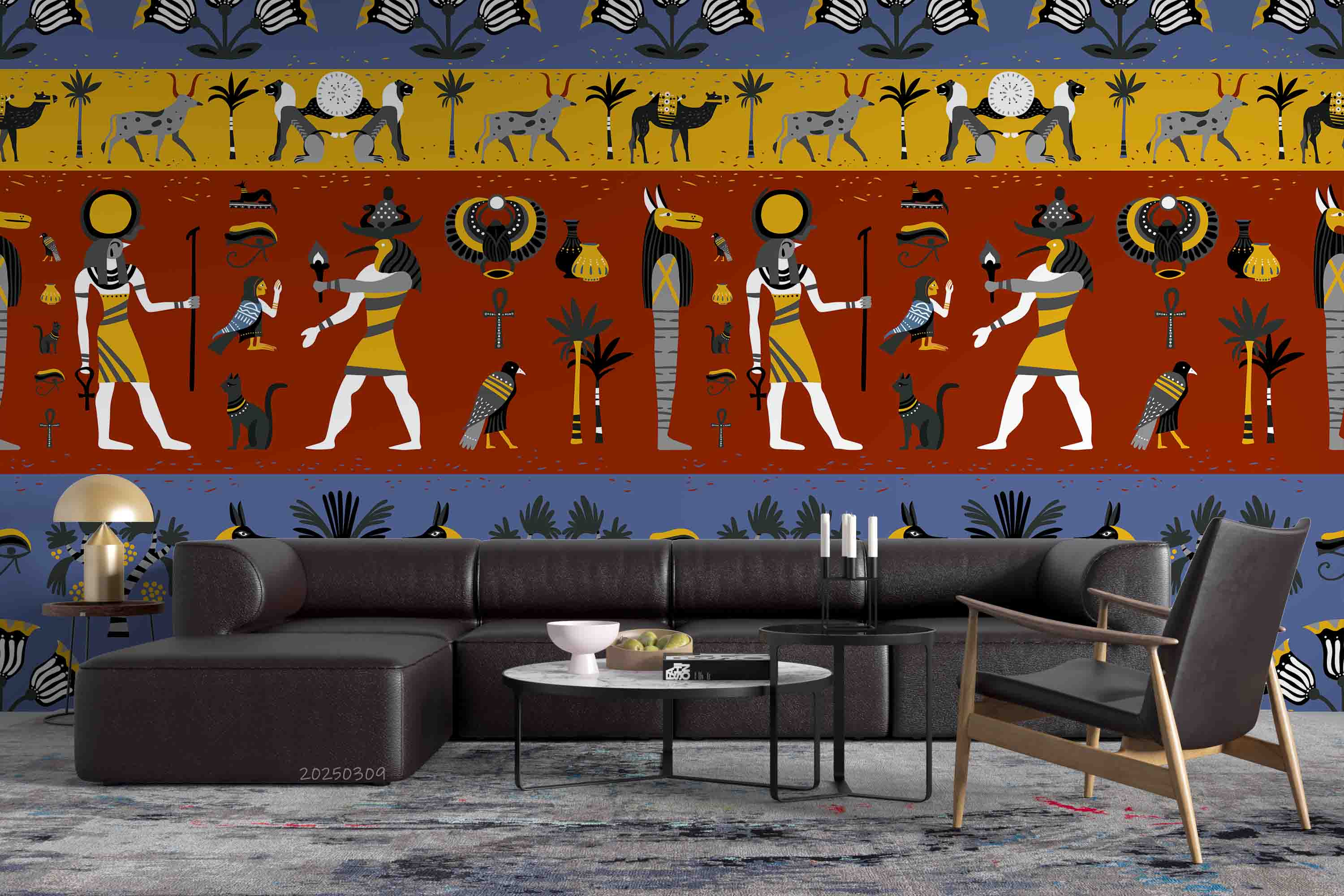 3D Ancient Egypt Pattern Egyptian Hieroglyphic Symbols Wallpaper Wall Mural Wall Decor Wall Art Wall Sticker Remoable Wallpaper LQH
