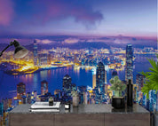 3D Night Urban Architecture Sea Sky Wall Mural Wallpaper YXL 2753