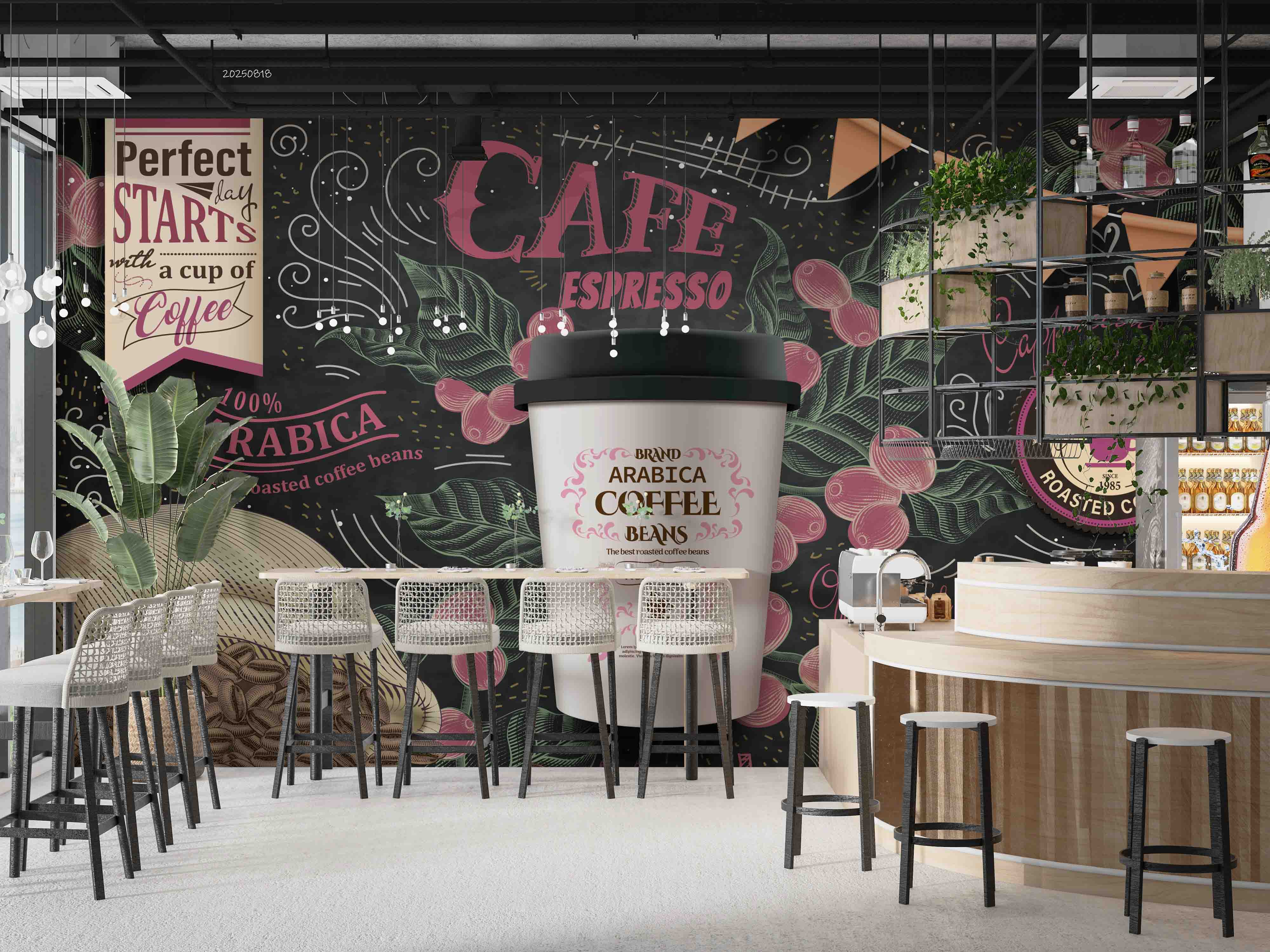 3D Restaurant Snack Bar Coffee Shop Wall Mural Wallpaper 42