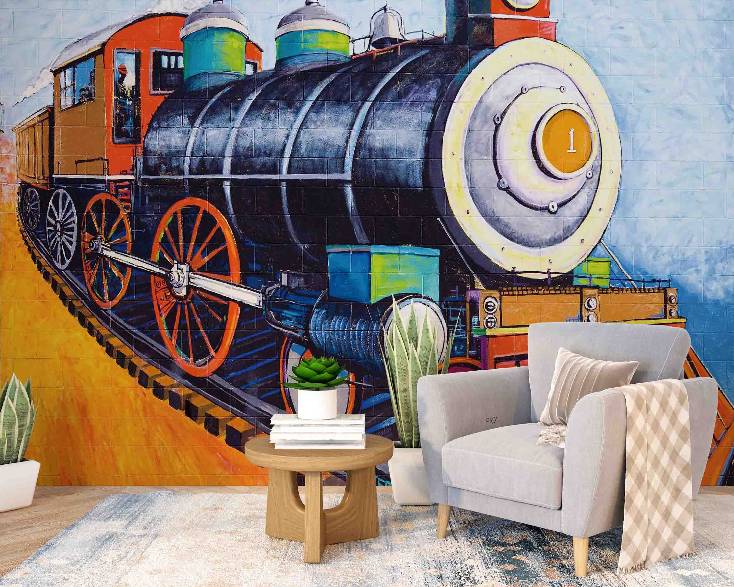 3D Vintage Locomotive Rails Wall Mural Wallpaper GD 4480- Jess Art Decoration