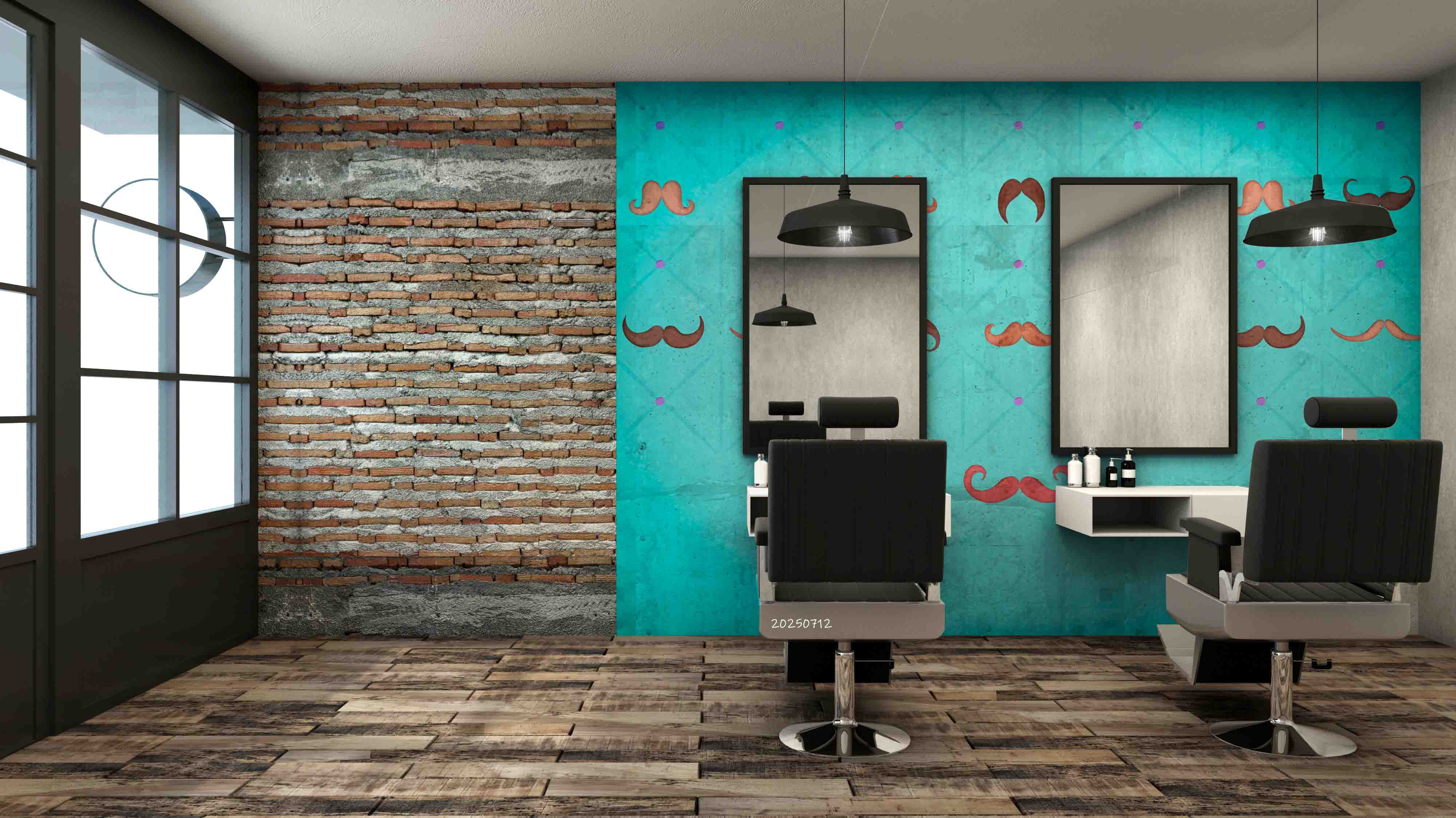 3D Salon Shop Beauty Salon Mustache Wall Mural Wallpaper 49