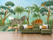 3D Cartoon Green Forest Animal Giraffe Wallpaper Wall Mural Wall Decor Wall Art Wall Sticker Remoable Wallpaper LQH 1